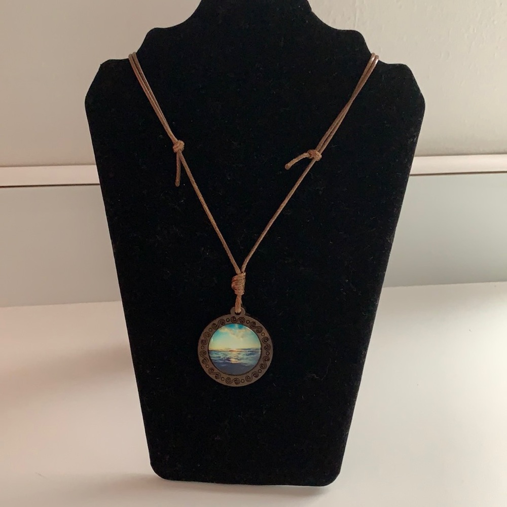 Beach Scene Wooden Detailed Necklace
